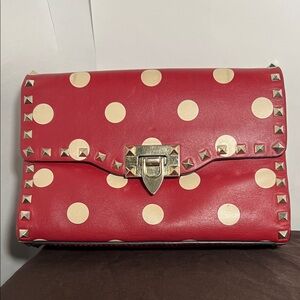 Valentino Garavani Red and Gold Polka Dot Crossbody Bag